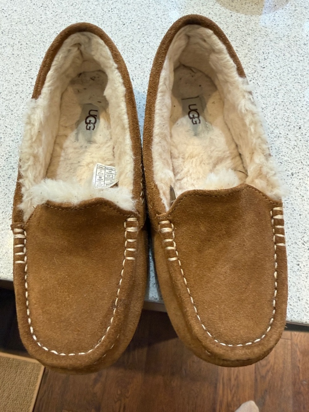 UGG Tan Suede Shearling Moccasins